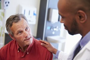 Senior man talking to a provider